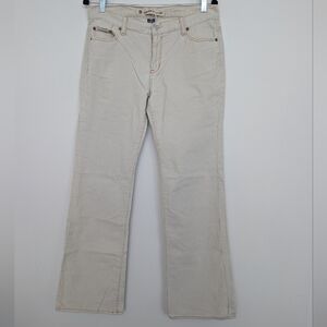 Vtg Authentic Y2K Corduroy Low Rise Bootcut Women's Cream Blue Pants Sz 10R 2003